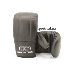 Перчатки снарядные кожаные SPORTKO арт. ПК 3 черные S/M