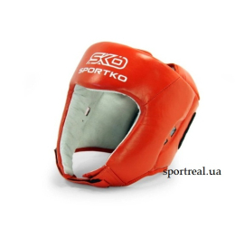 Шолом боксерський із печаткою ФБУ шкіра SPORTKO червоний