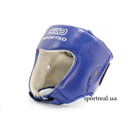 Шолом боксерський із печаткою ФБУ шкіра SPORTKO синій