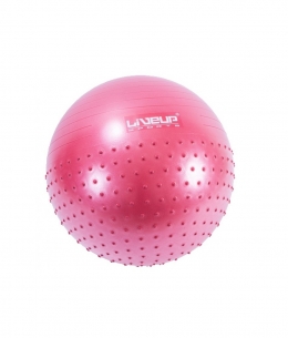 Фитбол массажный с насосом LiveUp HALF MASSAGE BALL малиновый LS3569