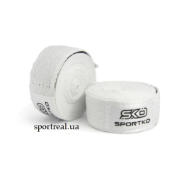 Бинт боксерський SPORTKO довжина 2,5 м бавовна білий