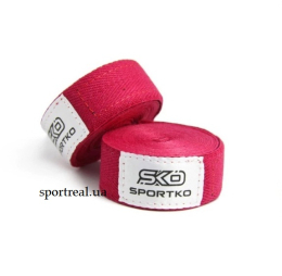 Бинт боксерський SPORTKO довжина 2,5 м бавовна червоний