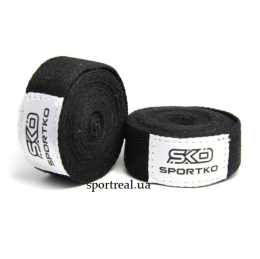 Бинт боксерський SPORTKO довжина 4 м бавовна чорний