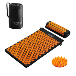 Акупунктурный коврик с валиком 4FIZJO 72х42 см Черно-оранжевый