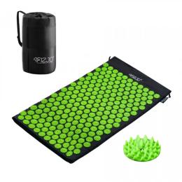 Акупунктурный коврик с валиком 4FIZJO 72х42 см Черно-зеленый