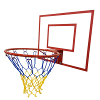 Детский баскетбольный щит 60x50 см с кольцом и сине-желтой сеткой