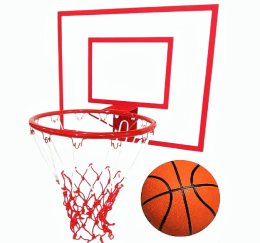 Игровой баскетбольный щит ВF 60x50 см  с кольцом №7 бело-красной сеткой и мячем